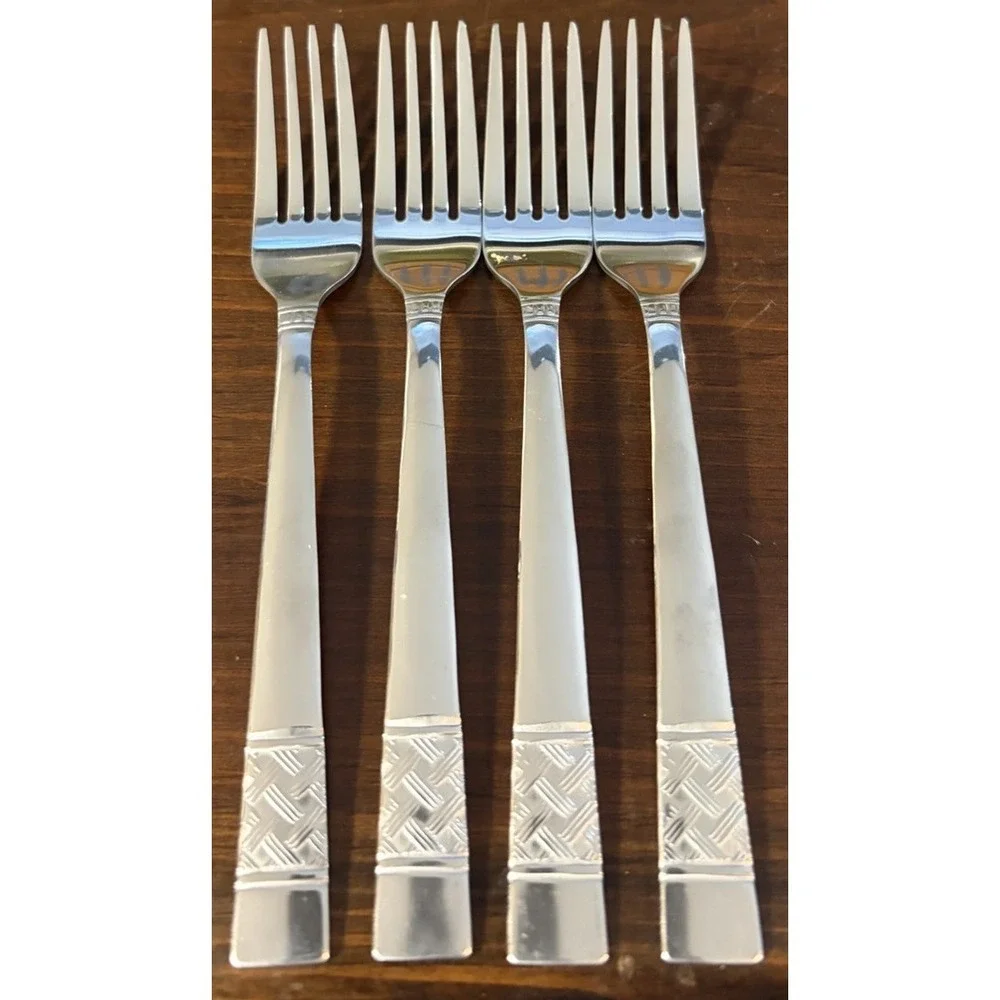 Mainstays Pierremont Stainless Steel Dinner Forks Set of 4 Basketweave 8